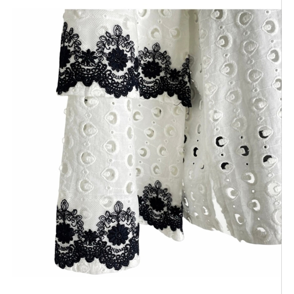 BAILEY/44 Phlox Eyelet Peasant Top – Black Floral Embroidery – Size M - Picture 5 of 8